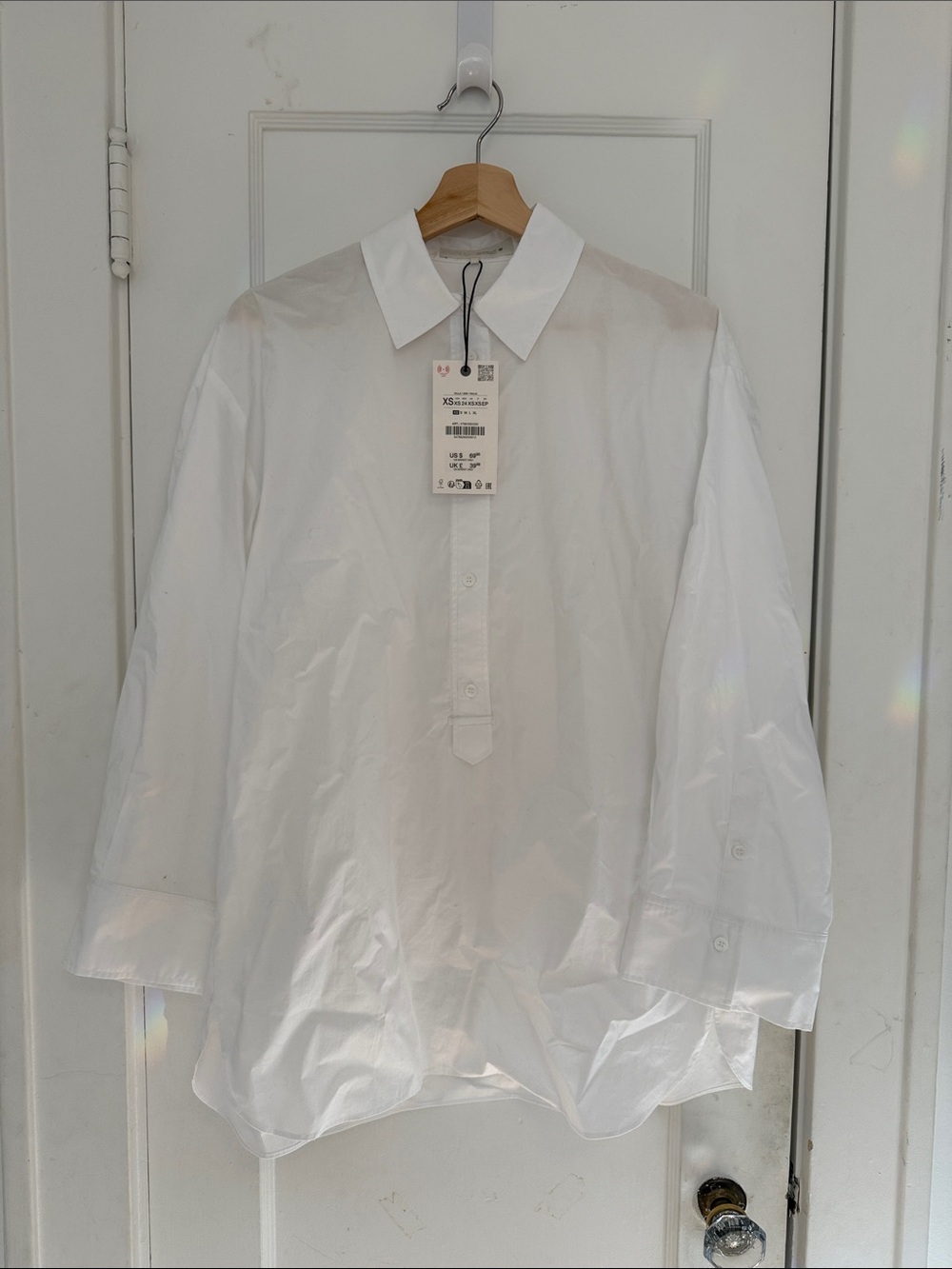 Zara White Oversized Button-Down Shirt